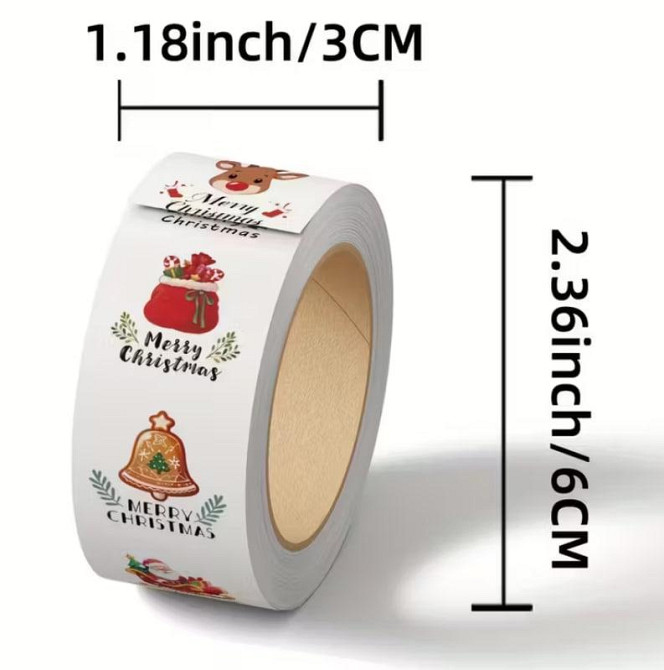 Набор рождественских наклеек 500 шт – праздничные стикеры 10 вариантов дизайна Киев - изображение 2