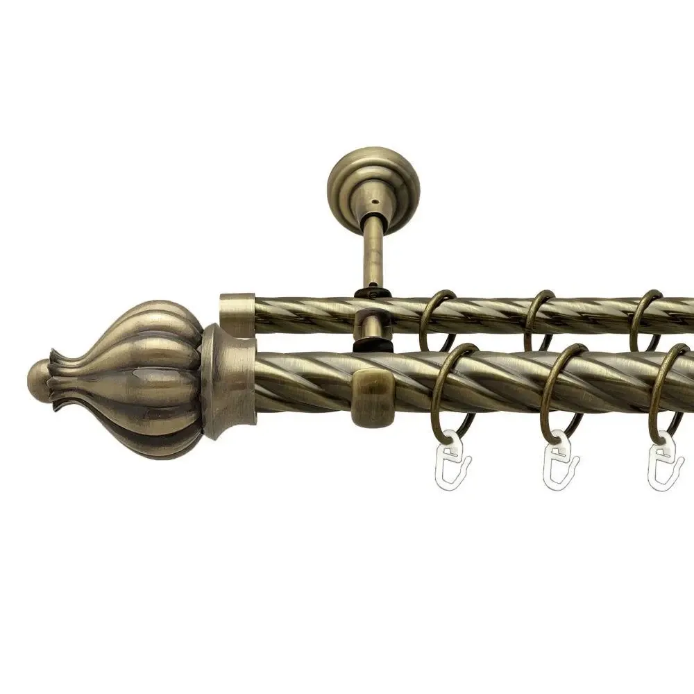 Карниз Orvit Таджа металевий дворядний відкритий скручена труба кільце металеве Антик 25\16 мм 240 см (00-00018103) Львів - фото 1