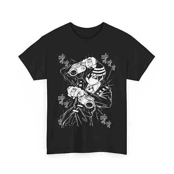 Футболка для хлопчика з аніме принтом Деатх Кід Соул Еатер оверсайз (зріст від 165 до 180) Чорний AnimeJ0205m Дніпро