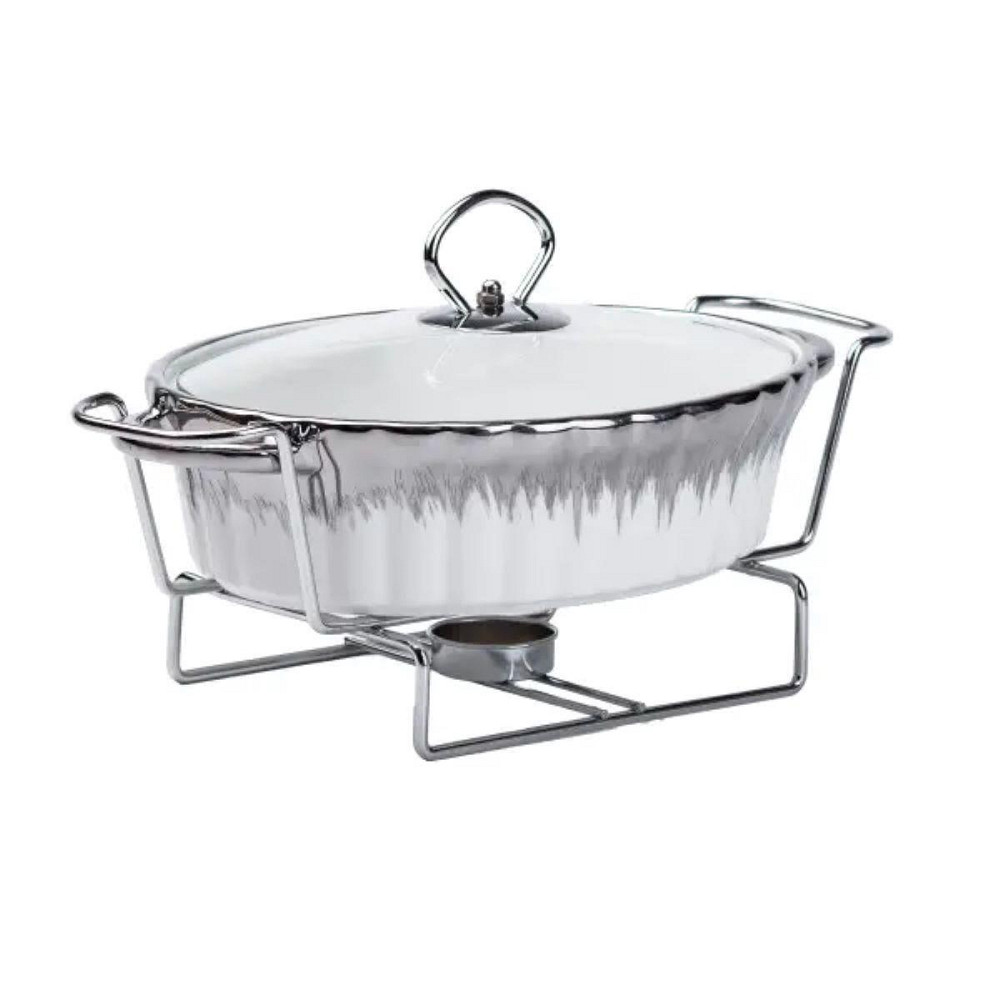 Овальний фарфоровий мармит на 1 л з підігрівом 31×19 см Київ - фото 4