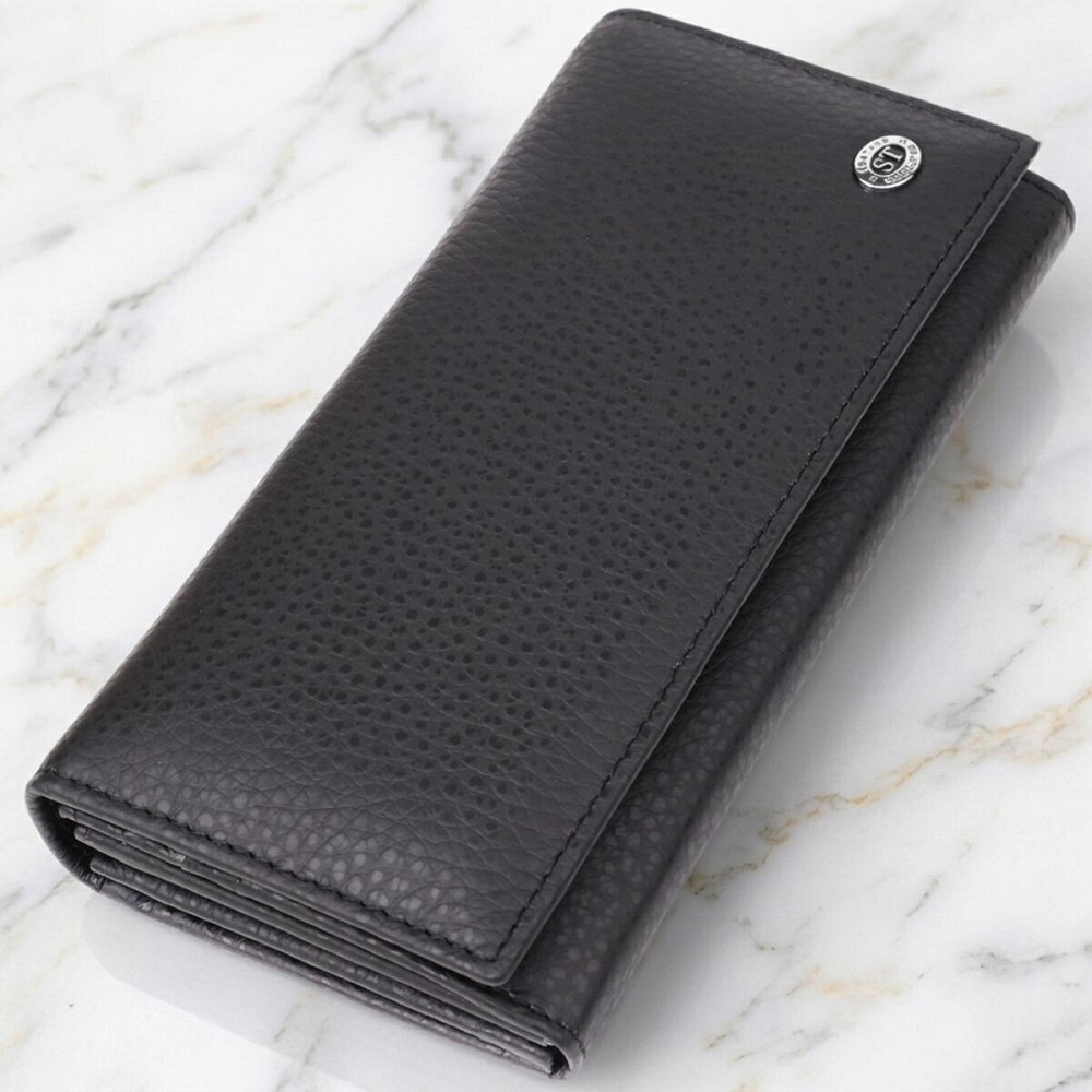 Жіночий вертикальний гаманець із натуральної шкіри ST Leather 23084 Чорний Київ - фото 11
