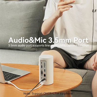 Концентратор Vention USB3.1 Type-C to HDMI/VGA/USB3.0x3/RJ45/SD/TF/TRRS 3.5m/PD/DC100W12-in-1 (TPHWC-EU) Вінниця - фото 5