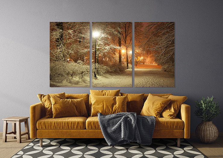 Модульна картина у вітальню/ спальню   Зимній вечір     ART-292_3A 70х130 см Київ - фото 3