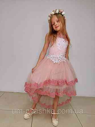 Дитяча сукня видовжене ззаду Синя 122-134 Кривий Ріг