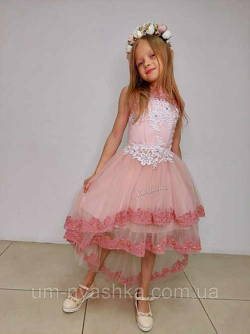 Дитяча сукня видовжене ззаду Синя 122-134 Кривий Ріг - фото 1