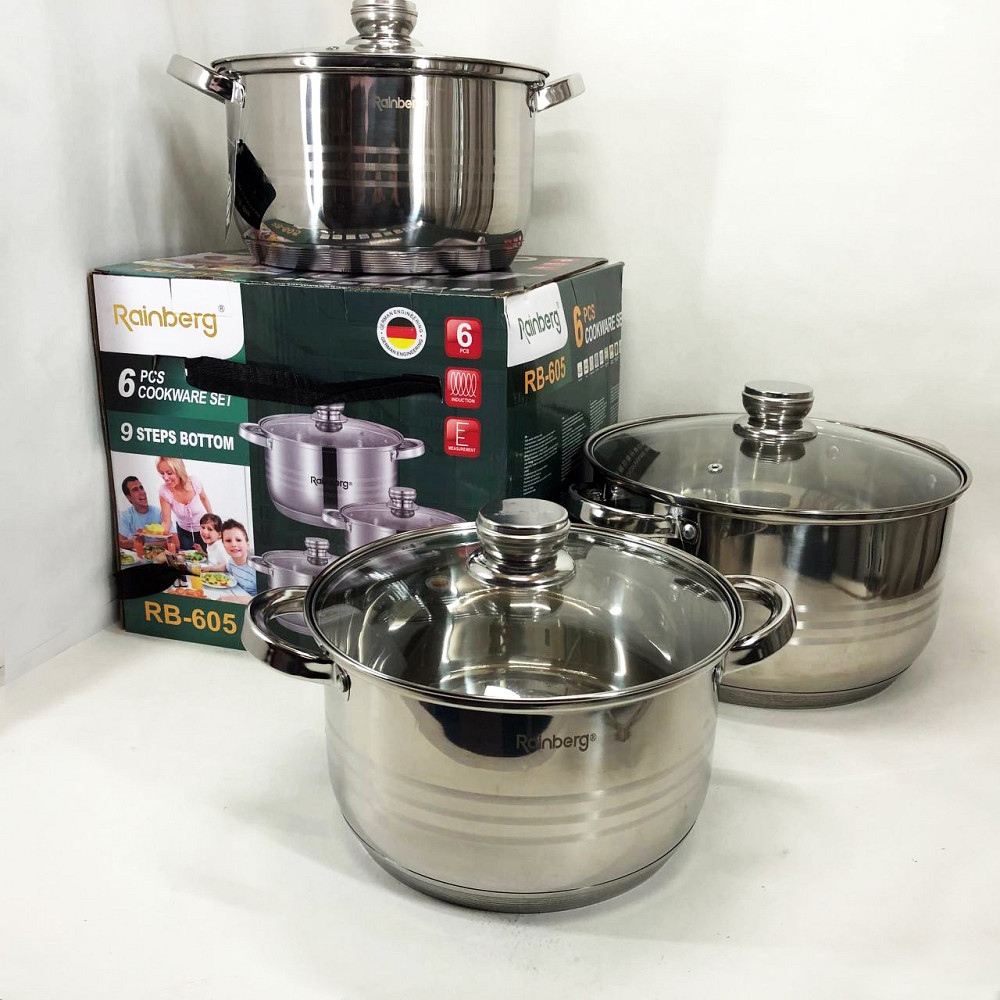 Набор кастрюль хорошего качевства Rainberg RB-605 8 шт, Набор кастрюль для электроплиты RD-25 Львов - изображение 7