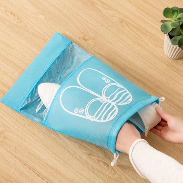 Сумка для обуви на завязках с окошком синяя 41х31см Винница - изображение 1