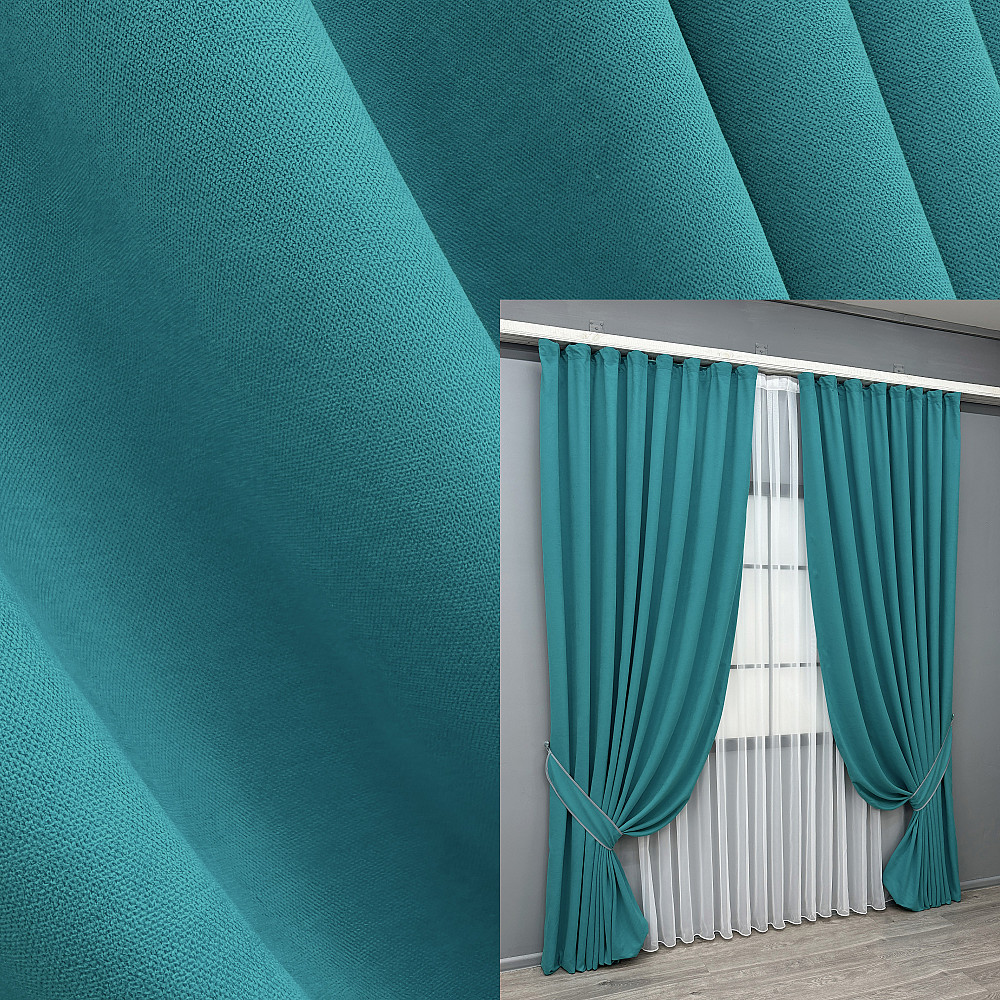 Комплект готових штор VR-Textil Мікровелюр Petek № 1492ш Бірюзовий 100х290 см 2 шт (31-745) Київ - фото 9