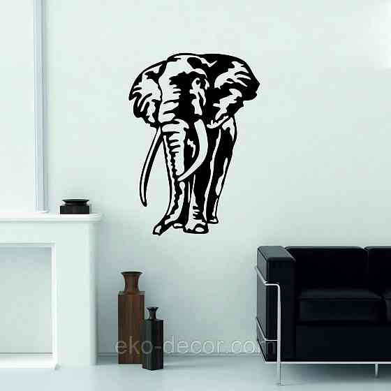 Декоративне настінне Панно «Слон», Декор на стіну 90*64 см, Чорний Київ