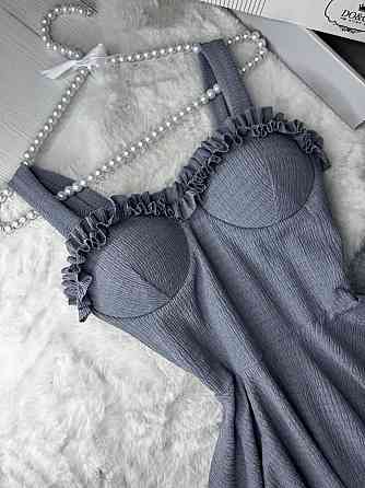 Жіноче святкове ефектне плаття на бретелях із чашечками жатка зара Сірий, 46/48 Одеса