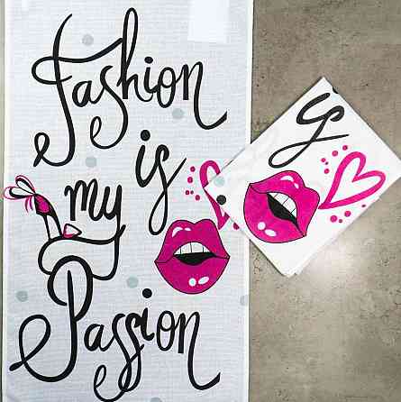 Кухонний рушник рогожка з принтом Fashion is my passion GM Textile 35х61см 180г/м2 (Біло-рожевий) Суми