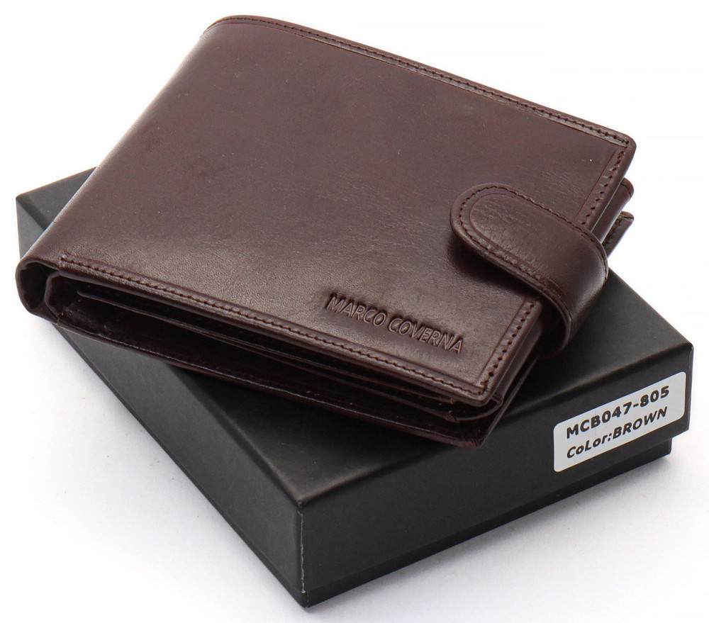 Коричневе шкіряне чоловіче портмоне з відділеннями для документів Marco Coverna MCBK010-805 Київ - фото 2