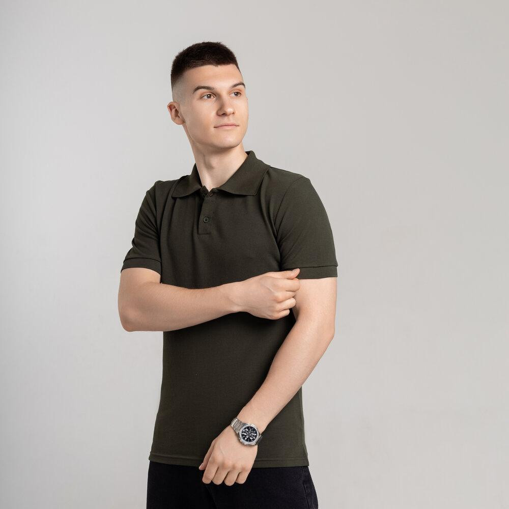 Мужская футболка поло хаки хлопок лакоста однотонная с воротником летняя тениска на пуговицах Pobedov Royal 2XL Одесса - изображение 4
