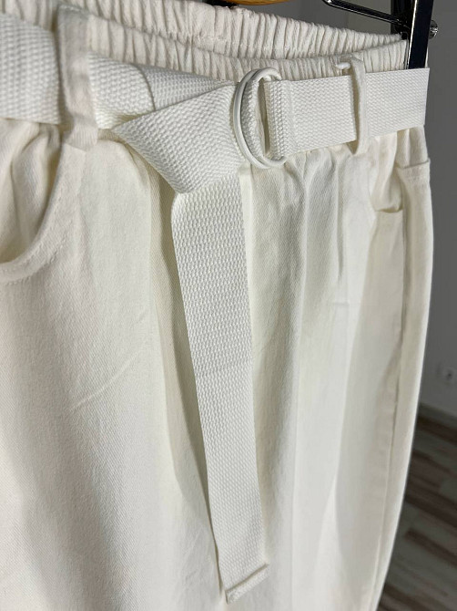 Джинси жіночі A-N 25072 MOM банани талія на резинці з ременем білі, білий, M, M, 77 см, 105 см Київ - фото 13