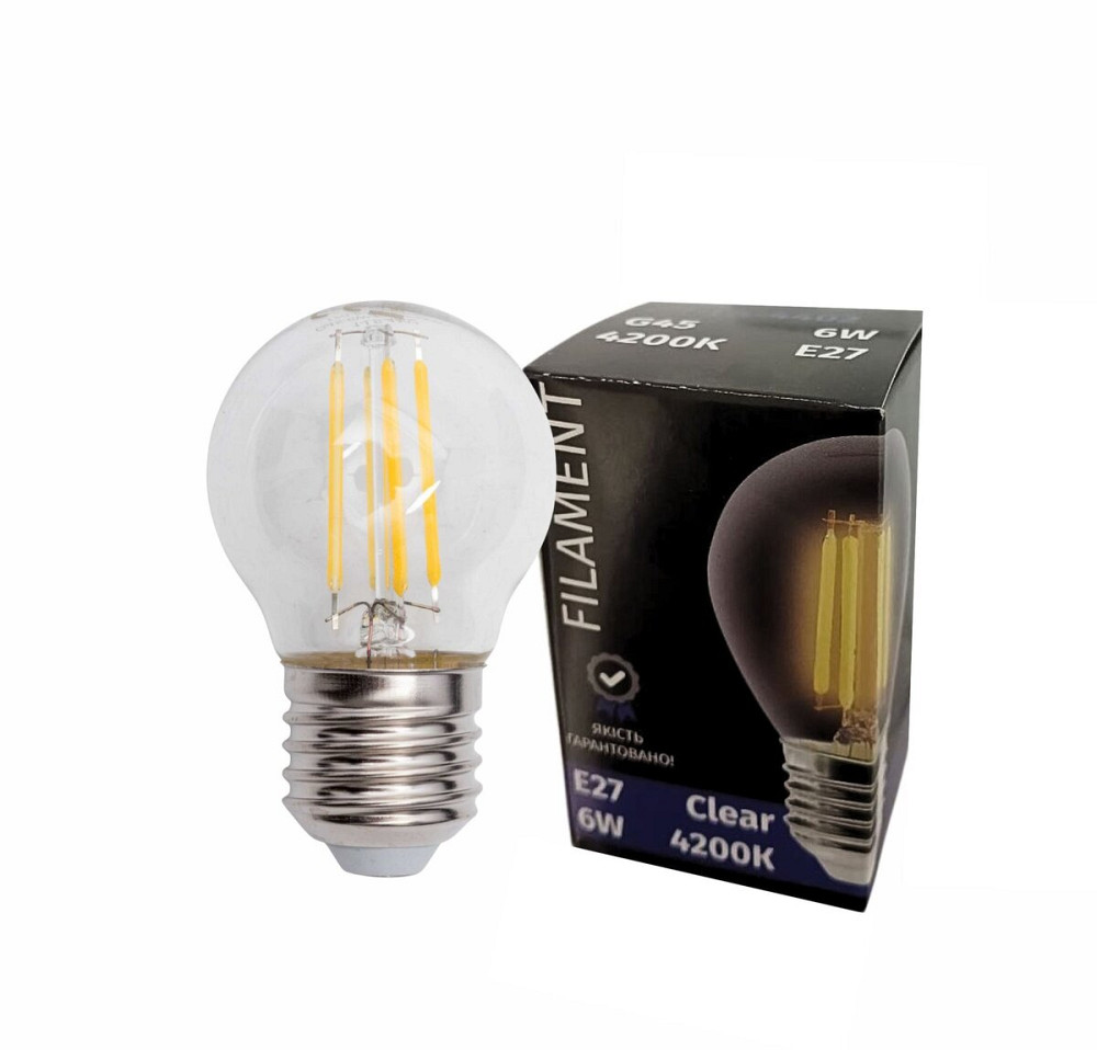 Лампочка LED SIRIUSSTAR filament clear 4402 6W (G45-4200K-E27) Коломия - фото 1