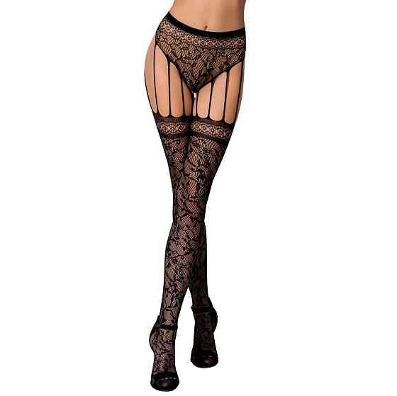 Эротические колготки-бодистокинг Passion S003 black, имитация кружевных чулок и трусиков Sex Aura Киев