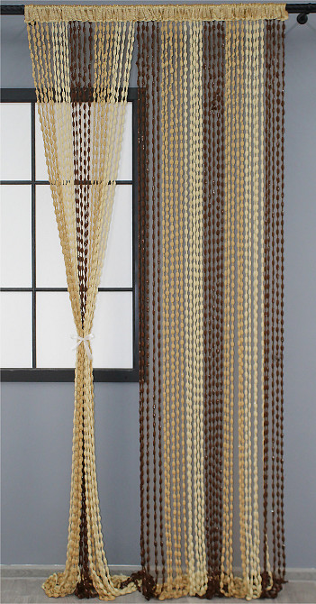 Штори-нитки "Шиніл" з люрексом Бежевий з коричнево-карамельним 300х300см 1 шт (61-047) Київ - фото 2
