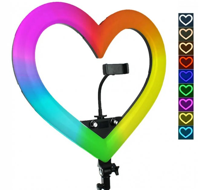 Кольцевая РГБ лампа MJ26 в форме сердца LED RGB 26 см Киев - изображение 9