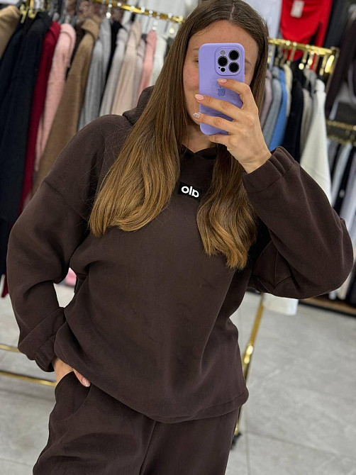 Женский теплый прогулочный костюм двойка: кофта и штаны турецкий флис Шоколад, 46/48 Одесса - изображение 4