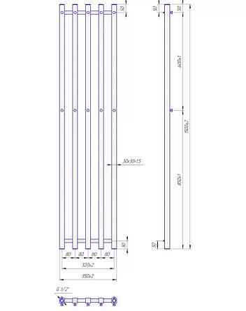 Водяной полотенцесушитель Mario INOX Туб Куб 1500х350/320 Киев