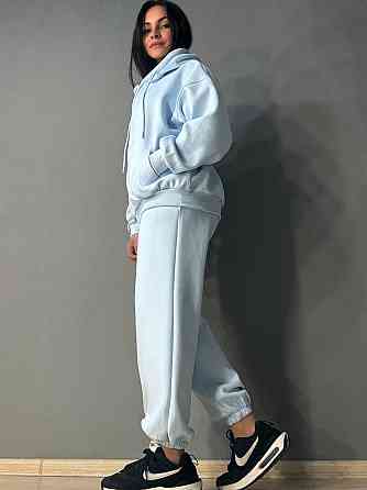 Костюм женский A-N 27066 спортивный оверсайз худи на молнии и джогеры голубой, голубой, L Киев