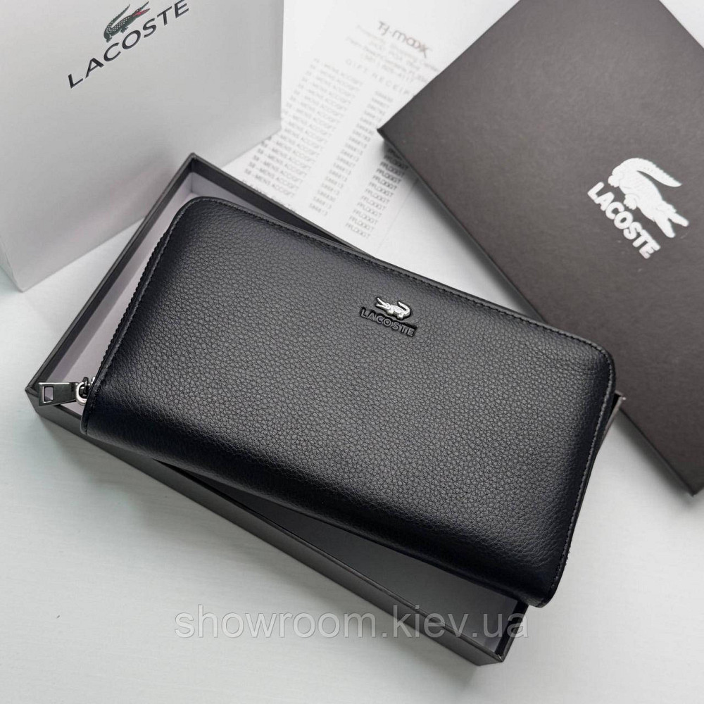 Шкіряний брендовий гаманець клатч на змійці Lacoste (6613) Київ - фото 9