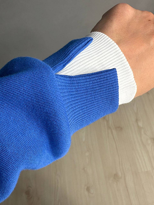 Світшот жіночий OLIVIA 2473 утеплений на флісі з коміром та принтом, синій, one size Київ - фото 20