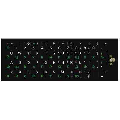 Наклейка на клавиатуру XoKo 48 keys UA/rus green, Latin white (XK-KB-STCK-SM) Вінниця