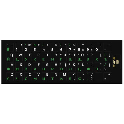 Наклейка на клавиатуру XoKo 48 keys UA/rus green, Latin white (XK-KB-STCK-SM) Вінниця - фото 1