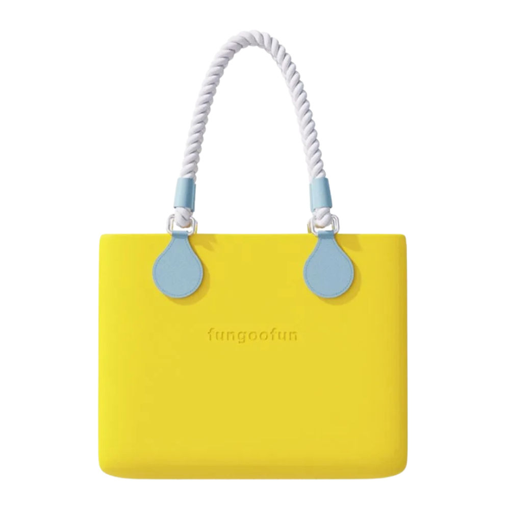 Жіноча сумочка шопер силіконова на плече з двома комплектами ручок з підкладкою на блискавці Fungoofun, жовта Кам'янець-Подільський - фото 3