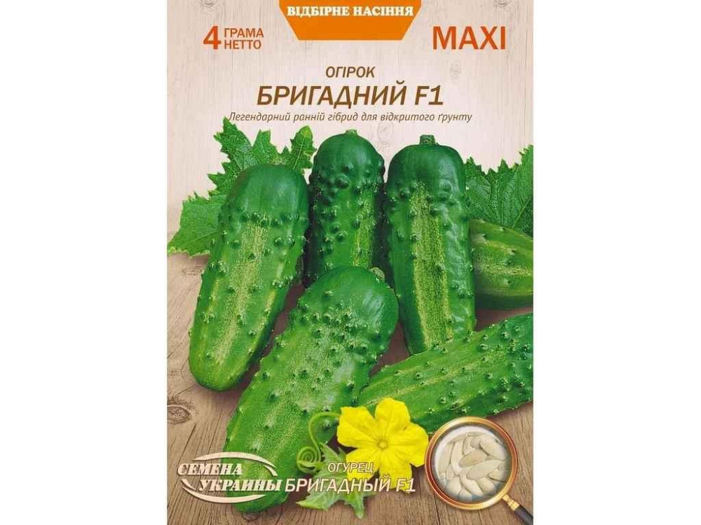 Максі Огірок БРИГАДНИЙ F1 4г (10 пачок) (сс) ТМ НАСІННЯ УКРАЇНИ Київ - фото 1