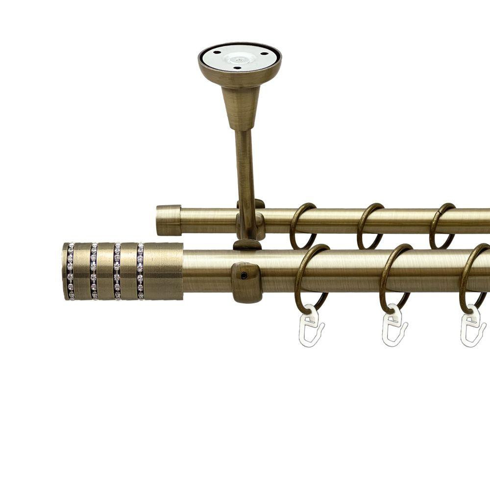 Карниз Orvit Барамелла металевий дворядний відкритий до стелі гладка труба кільце металеве Антик 25\16 мм 200 см (00-00018475) Львів - фото 1