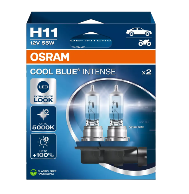 Комплект галогенових ламп OSRAM H11 64211CBN-2HB Cool Blue Intense NG +100% 5000K 55W 12V PGJ19-2 (2 шт) Харків - фото 1