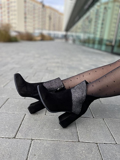 Nivelle Черевики жіночі NIVELLE чорні натуральна замша каблук 9см размеры 35р.36р.37р.38р. (361 Коломия - фото 4