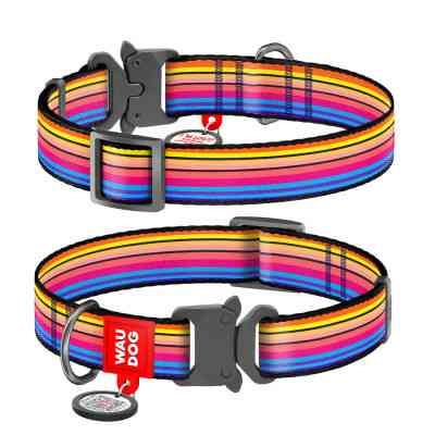Ошейник для животных WAUDOG Nylon с QR паспортом "Линия 1" металлическая пряжка-фастекс XL (5157) Винница