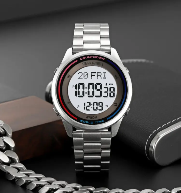 Годинник чоловічий наручний спортивний Skmei 2412 зі сталевим браслетом (Сріблястий) Вінниця - фото 4