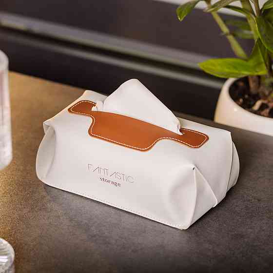 Салфетница из экокожи для авто, белая Киев