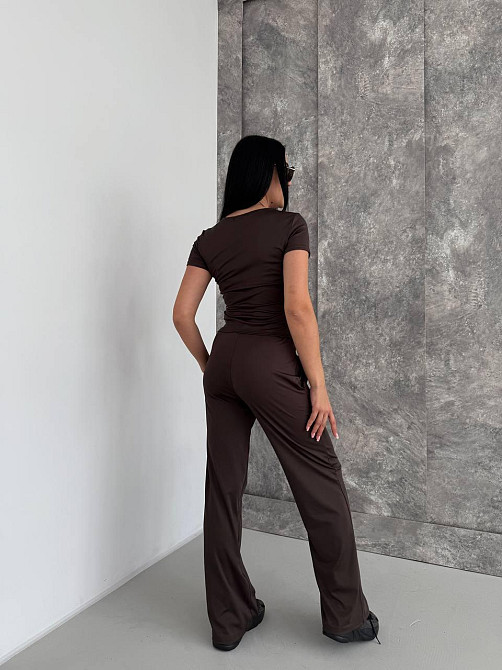 Женский базовый костюм тройка: лонгслив, футболка и штаны микродайвинг Одесса - изображение 8