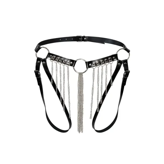 Сексуальні гартери-трусики Art of Sex - Xena з ланцюгами, L-2XL, колір чорний Львів