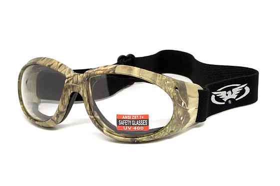 Окуляри захисні з ущільнювачем Global Vision Eliminator Camo Forest (clear), прозорі в камуфльованій оправі Запоріжжя