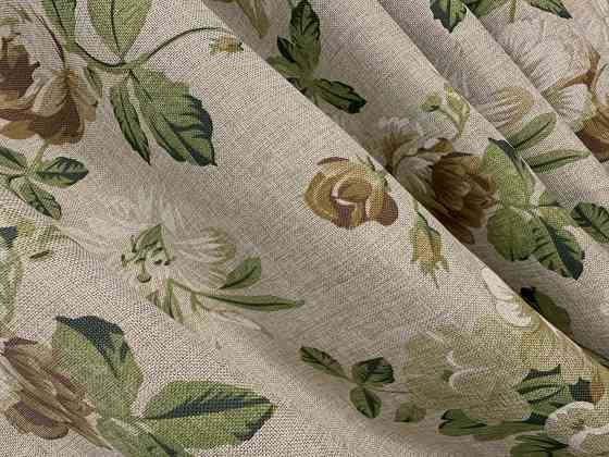 Комплект штор VR-Textil Лен Прованс 200х270 2шт и Тюль 500х270 2081ш-1865т Бежевый с коричневым и белым 71-209/6 Киев