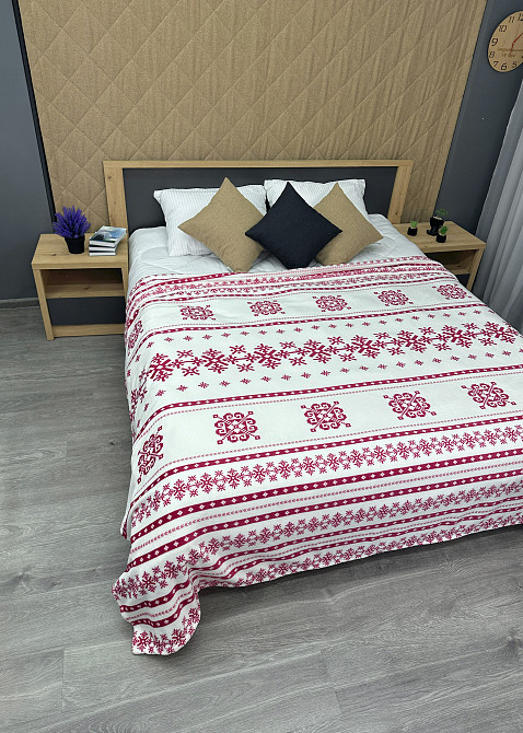 Плед-покривало Decorator WellSoft ETNO 150х210 см з різдвяним принтом Білий з червоним (87-277) Київ - фото 5