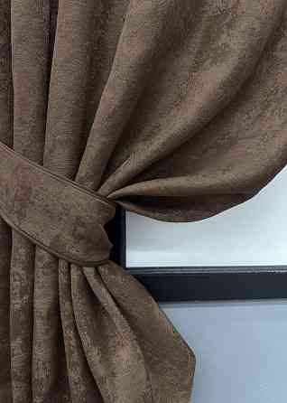Комплект коротких штор VR-Textil Жаккард Sultan XO № 1557ш Коричневый 130х170 см 2 шт (35-0348) Киев