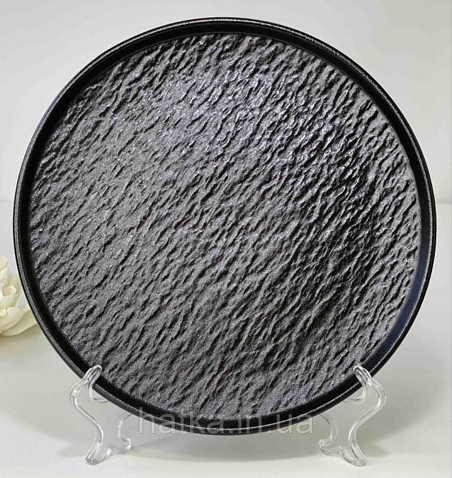 Тарілка з бортиком "Чорний обеліск" 21*2,2 см кругла кераміка для дому та ресторанів Київ - фото 2