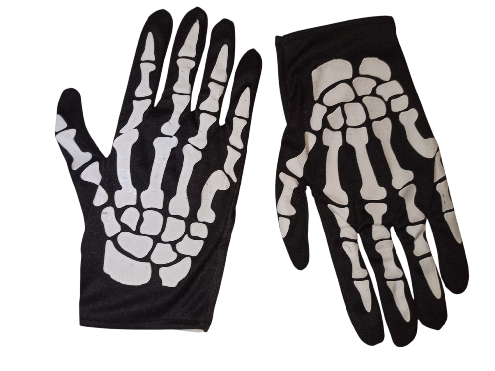 Короткі рукавички Кістки для чоловіків та жінок Хелловін 23 см чорний Київ - фото 3