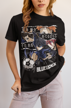Футболка з аніме принтом Блуе Локк Кунігамі Рін оверсайз (S/M/L) Чорний AnimeJ0762 Дніпро