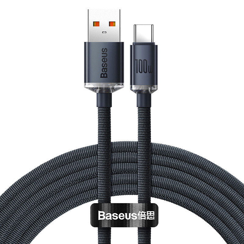 Кабель Baseus Crystal Shine Series Fast Charging Data Cable USB to Type-C 100W 2m Black Одеса - фото 1