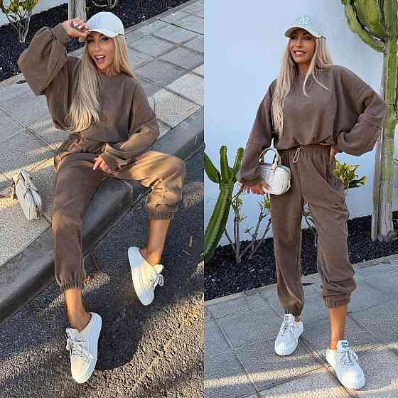 Женский стильный повседневный костюм двойка качественный турецкий вельвет Шоколад, 42/44 Одесса