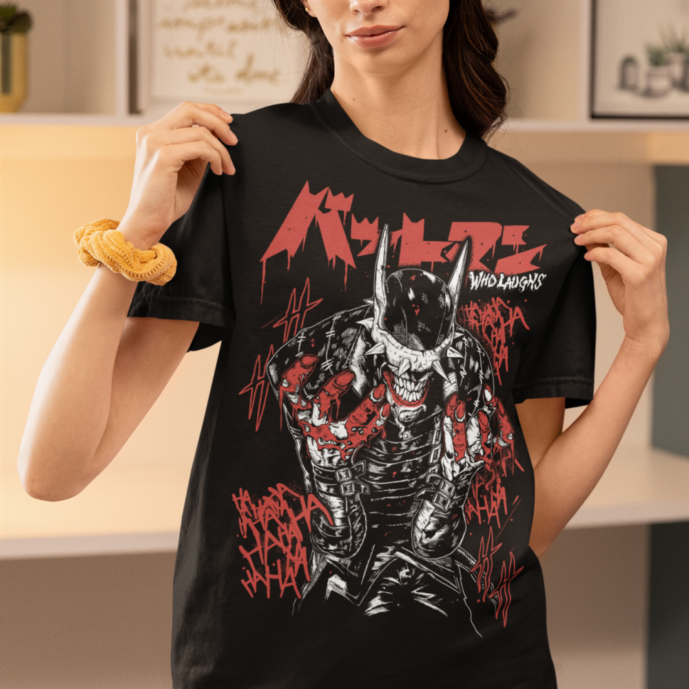 Футболка мужская аниме Батман Вхо Лаугхс Мигхт оверсайз (S/M/L) Черний AnimeJ0750 Днепр - изображение 2