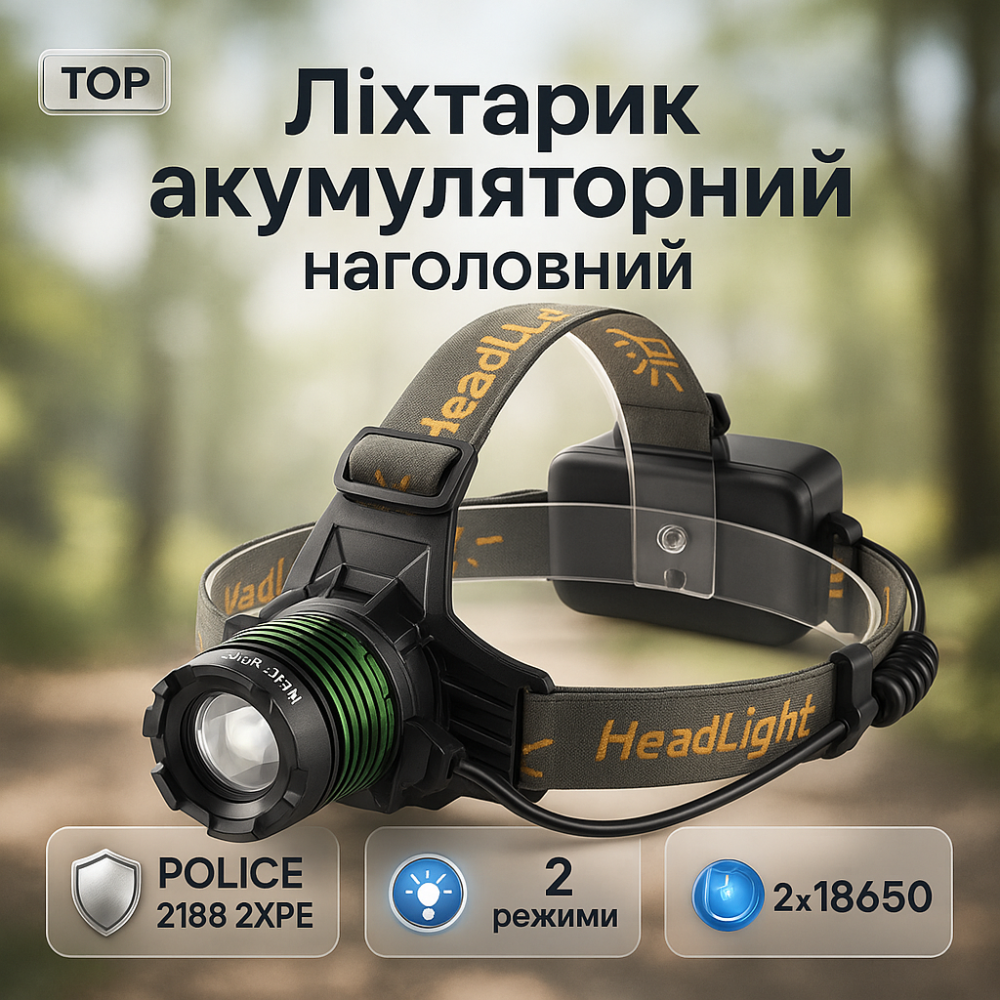 Налобный фонарь для точных работ Police, Налобный фонарь для электрика фонарик bailong BP-33 Львов - изображение 8